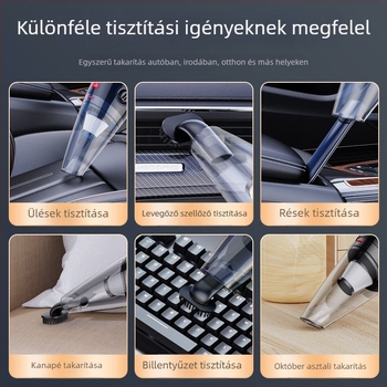 Hordozható autóporszívó – kézi, vezeték nélküli töltés, 120W, 5500Pa szívás, 100–220V, 18 perces üzemidő