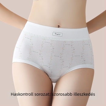 Női pamut alsó, 90–95% pamut, légáteresztő és antibakteriális, magas derekú, virágos mintázat