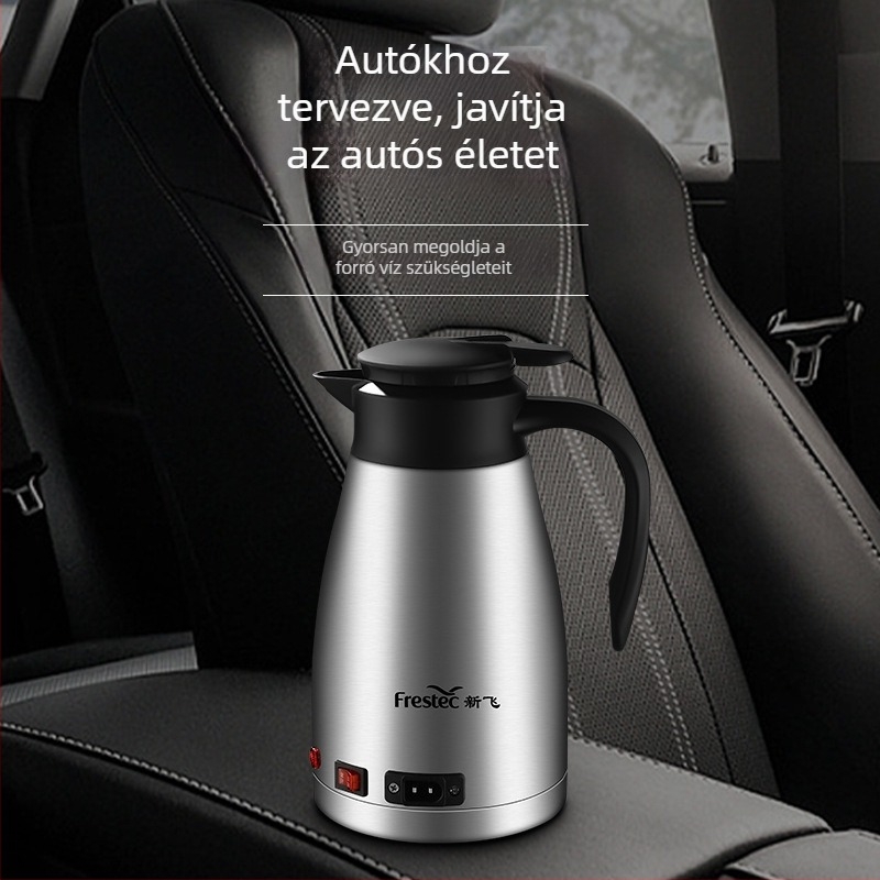 Autóba épített elektromos vízforraló, rozsdamentes acél, 12V/24V, 200W, modell H2o
