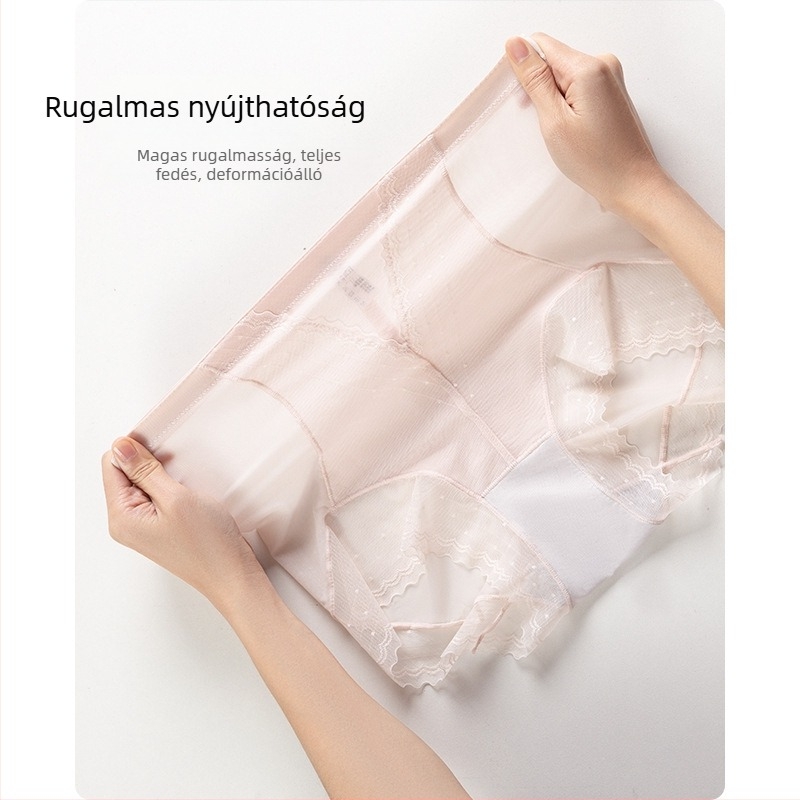 Női magas derekú csipkés alsónemű — lélegző, varrás nélküli, haskontroll, fenékemelés, pamut bélés, nyárra