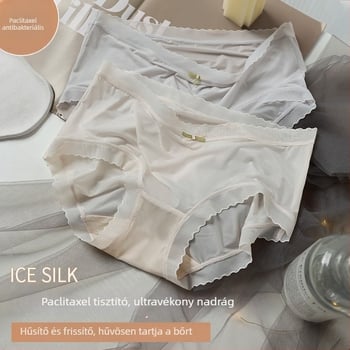 Női középmagasságú alsónemű ice silk anyagból, antibakteriális, lélegző, láthatatlan vonalak nélkül, pamut béléssel, nyárra, vékony, letisztult stílus