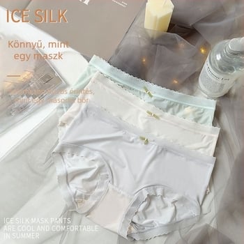 Női középmagasságú alsónemű ice silk anyagból, antibakteriális, lélegző, láthatatlan vonalak nélkül, pamut béléssel, nyárra, vékony, letisztult stílus