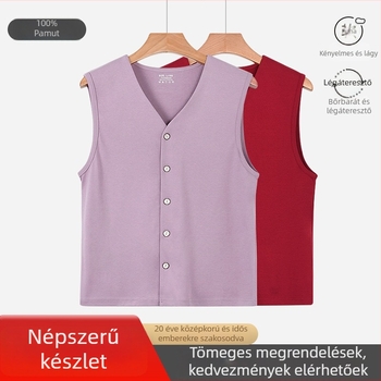 Női pamut kardigán-vest, vastított melegítéssel, egyszerű stílus, környezetbarát anyag; hossz 50–65 cm