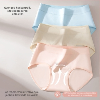 Női pamut alsónemű középmagassággal, fenékemelő hatás, antibakteriális, meghosszabbított ágyék, nagy méret