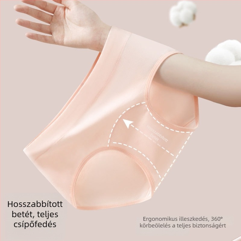 Női pamut alsónemű középmagassággal, fenékemelő hatás, antibakteriális, meghosszabbított ágyék, nagy méret