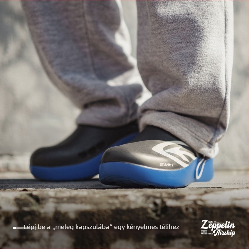 Férfi Slip-On cipő toe cover-rel, téli, fleece bélelt, vastag EVA talp, EVA felsőrész, középmagas sarok 3–5 cm, mindennapi stílus