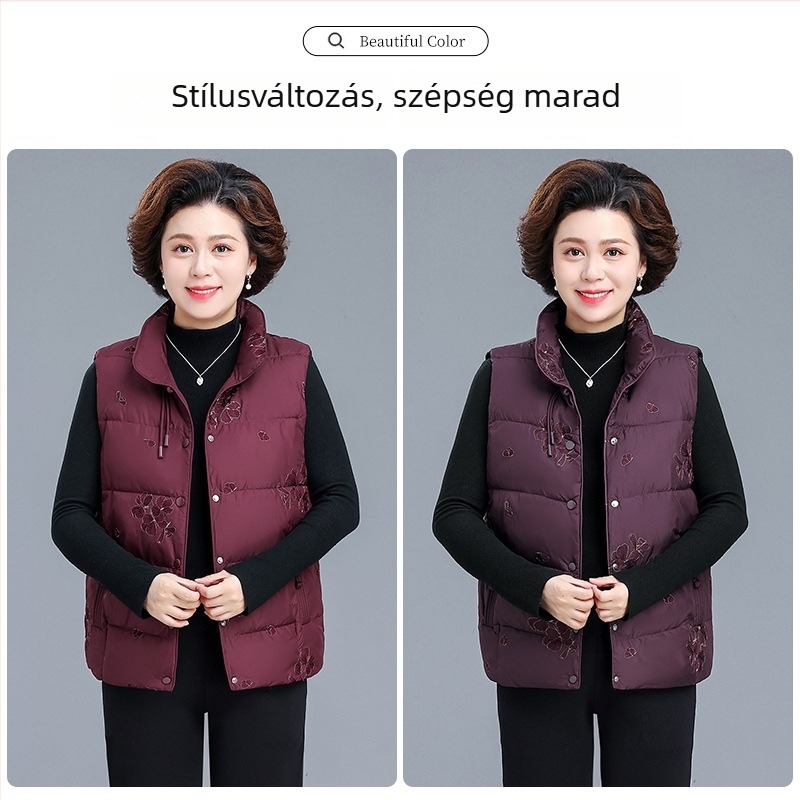 Pamut mellény kapucnival, rövid fazon, álló gallér, cipzár