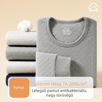 Férfiak háromrétegű termikus készlet, 280 g, 100% pamut, antibakteriális, őszi-téli