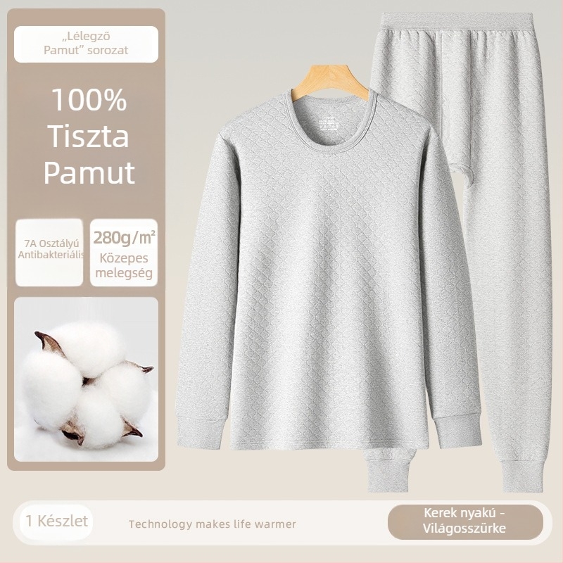 Férfiak háromrétegű termikus készlet, 280 g, 100% pamut, antibakteriális, őszi-téli