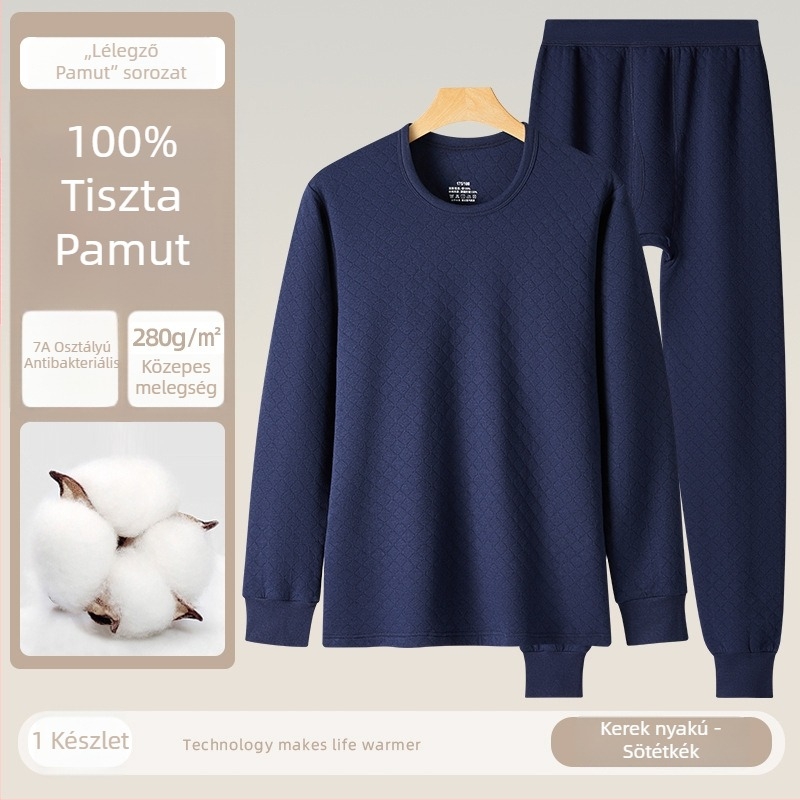 Férfiak háromrétegű termikus készlet, 280 g, 100% pamut, antibakteriális, őszi-téli