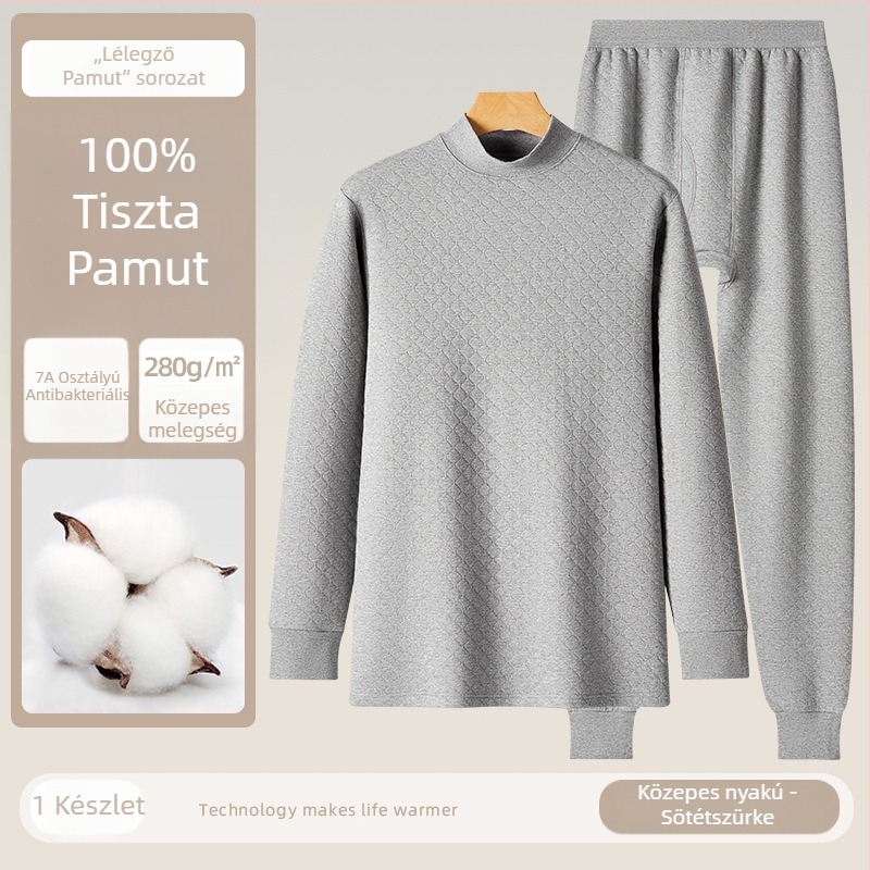 Férfiak háromrétegű termikus készlet, 280 g, 100% pamut, antibakteriális, őszi-téli