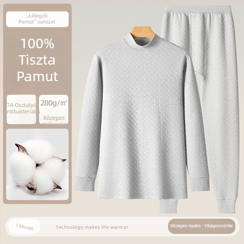Férfiak háromrétegű termikus készlet, 280 g, 100% pamut, antibakteriális, őszi-téli