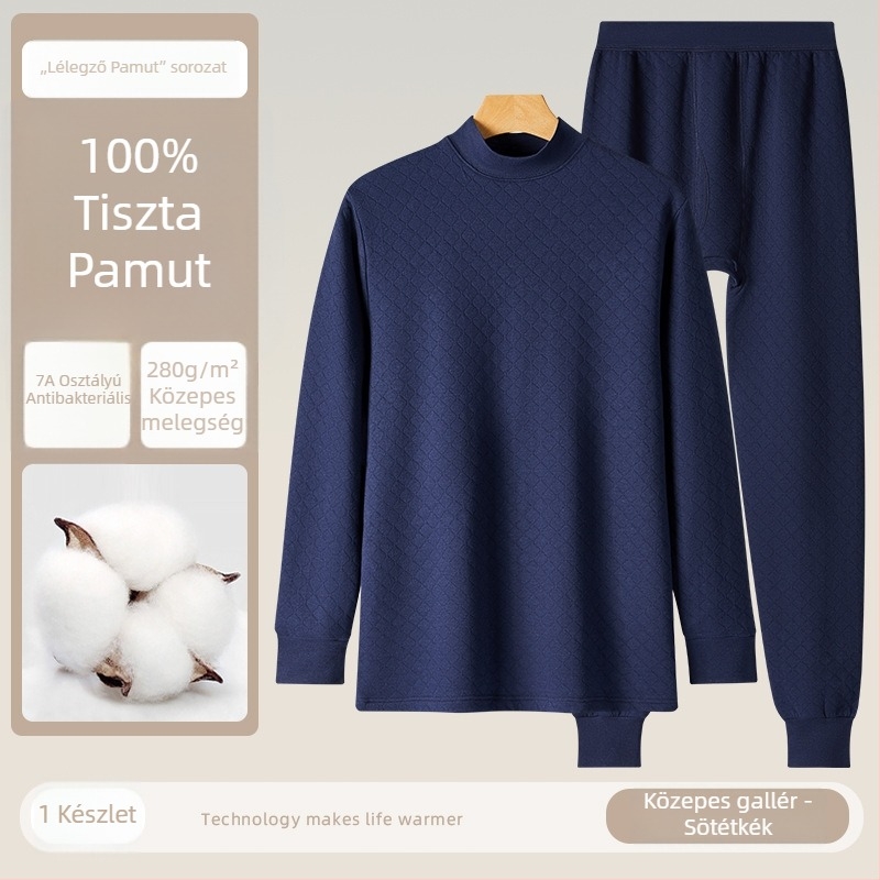 Férfiak háromrétegű termikus készlet, 280 g, 100% pamut, antibakteriális, őszi-téli