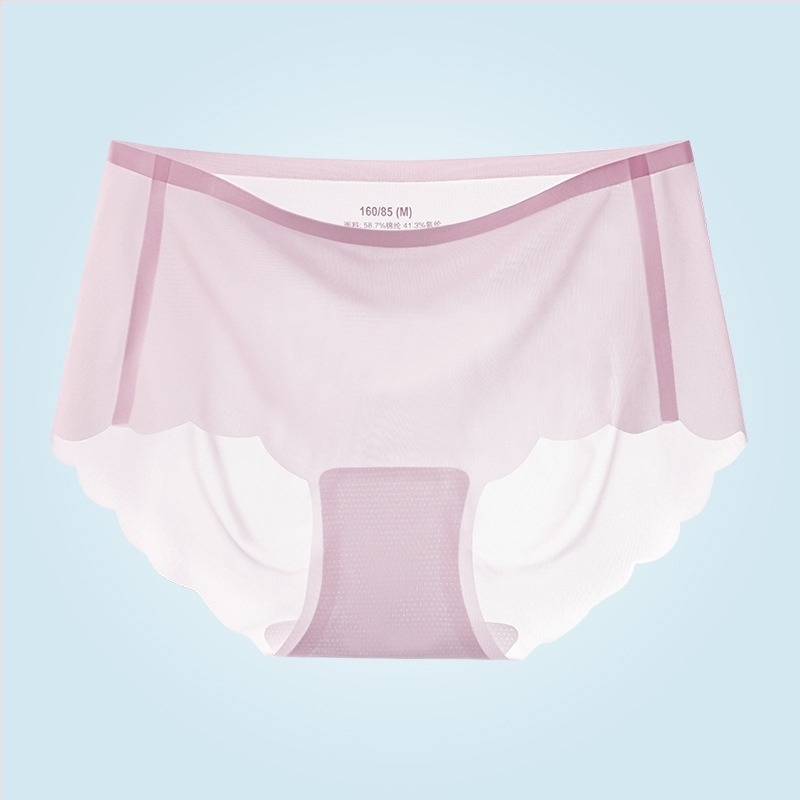 Ice Silk varrás nélküli női fehérnemű, plusz méret, középső derék, ultra vékony háromszög alakú alsó nyárra.