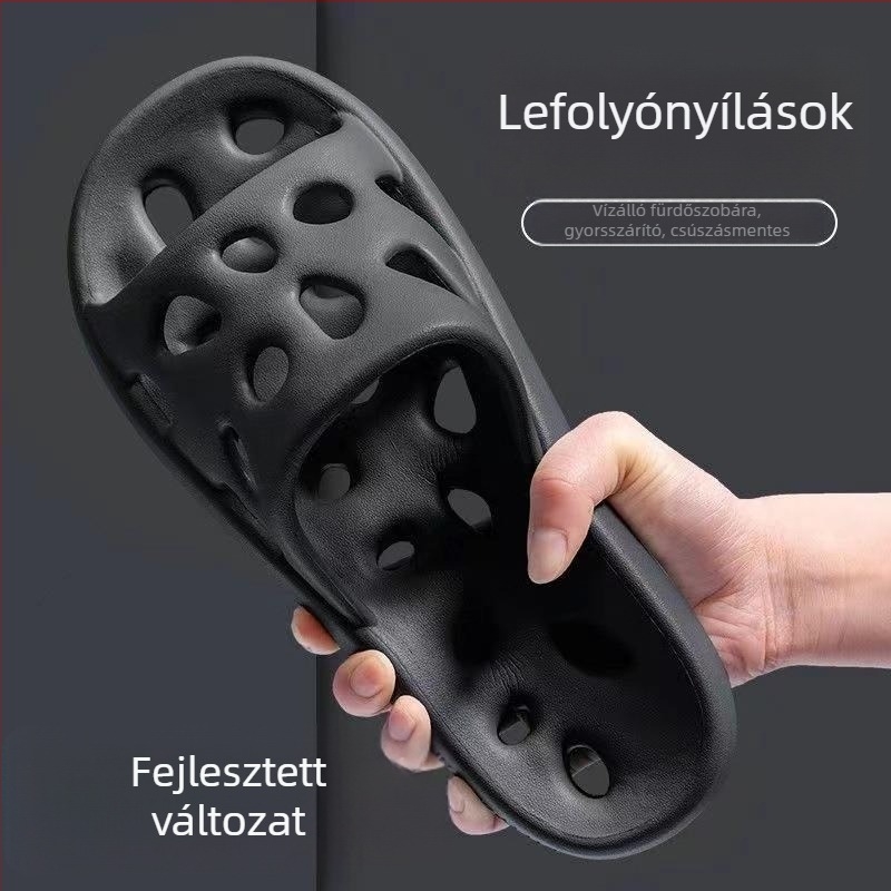 Pár nyári papucs a párnak: üreges dizájn, lélegző PVC felső és talp, csúszásmentes injektált talp