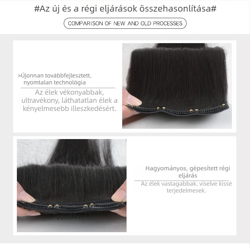 Női topper valódi emberi hajból, varrat nélküli láthatatlan paróka, egy darabos koronai toldat, egyenes, 30–70 cm