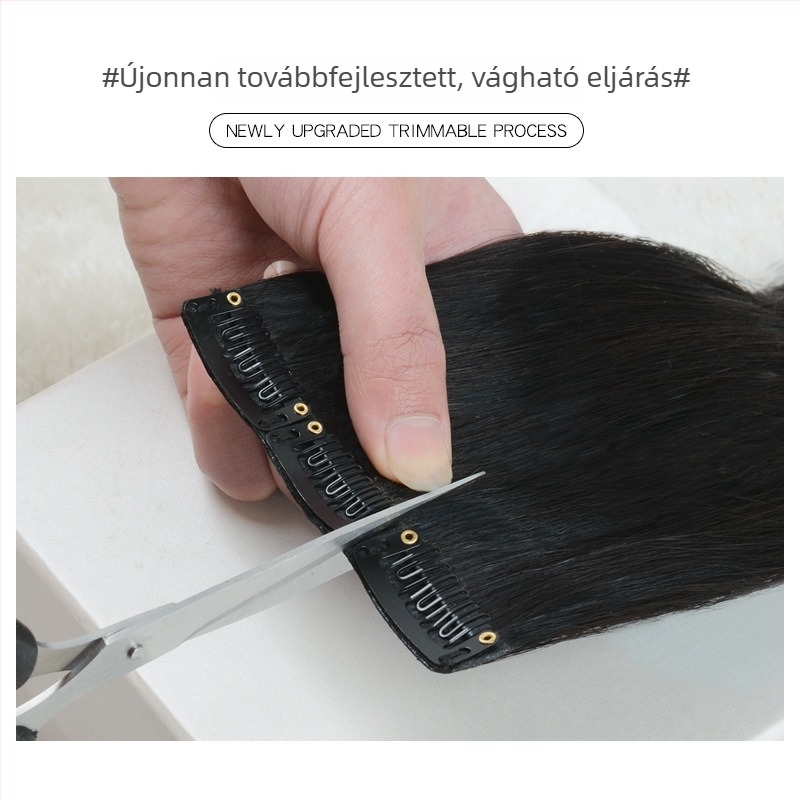 Női topper valódi emberi hajból, varrat nélküli láthatatlan paróka, egy darabos koronai toldat, egyenes, 30–70 cm