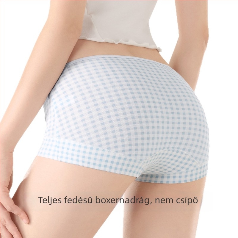 Női pamut alsónemű, 10A antibakteriális, hosszított ágyéktáj, nem szorít, virágmintás, lélegző boxer brief