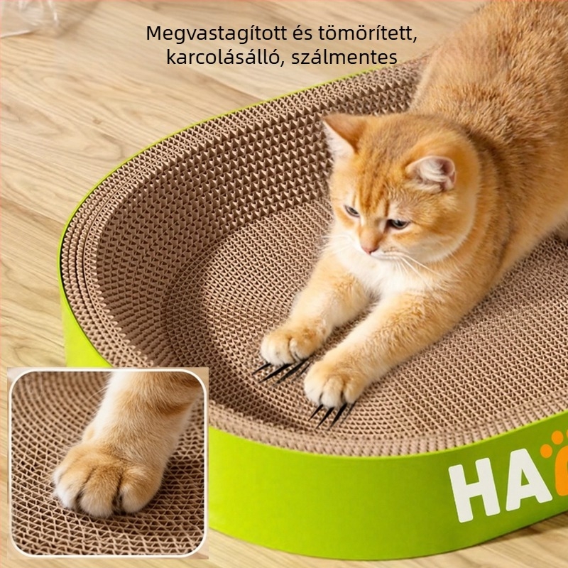 Macska karmolódeszka integrált kör alakú hullámkarton odúval