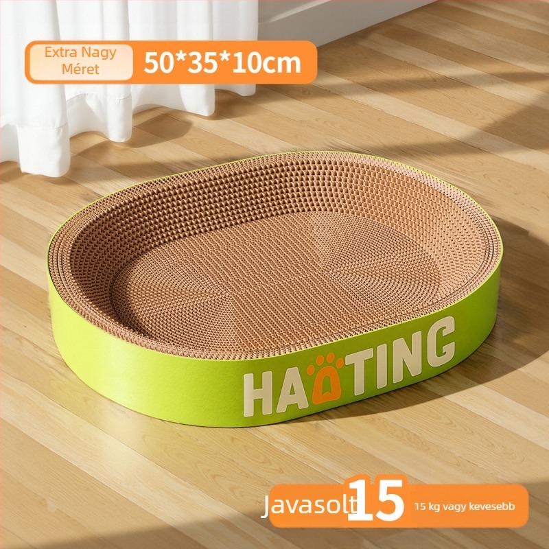 Macska karmolódeszka integrált kör alakú hullámkarton odúval