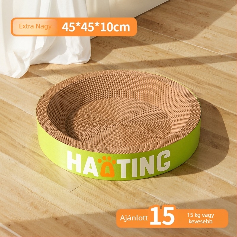 Macska karmolódeszka integrált kör alakú hullámkarton odúval