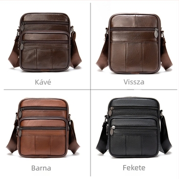 Férfi válltáska, valódi bőr, felső réteg tehénbőr, függőleges crossbody, vízálló és kopásálló, üzleti utazásokhoz