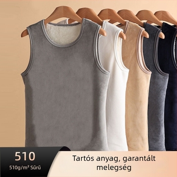 Férfiaknak szóló fleece-béléssel ellátott extra vastag téli melegítő mellény, ujjatlan, antibakteriális, alapréteg