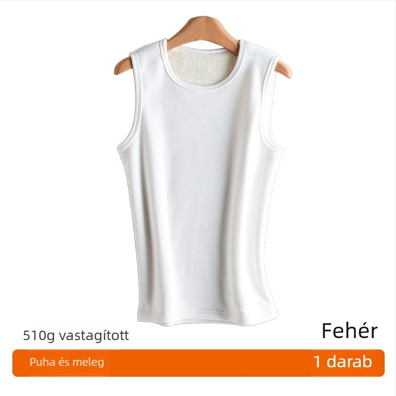 Férfiaknak szóló fleece-béléssel ellátott extra vastag téli melegítő mellény, ujjatlan, antibakteriális, alapréteg