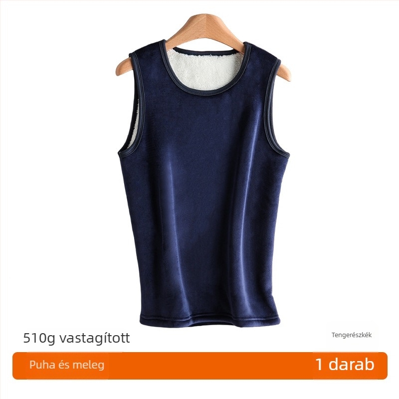 Férfiaknak szóló fleece-béléssel ellátott extra vastag téli melegítő mellény, ujjatlan, antibakteriális, alapréteg