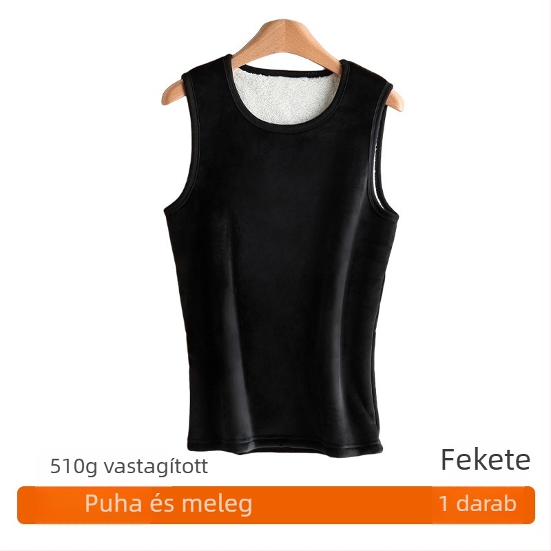 Férfiaknak szóló fleece-béléssel ellátott extra vastag téli melegítő mellény, ujjatlan, antibakteriális, alapréteg