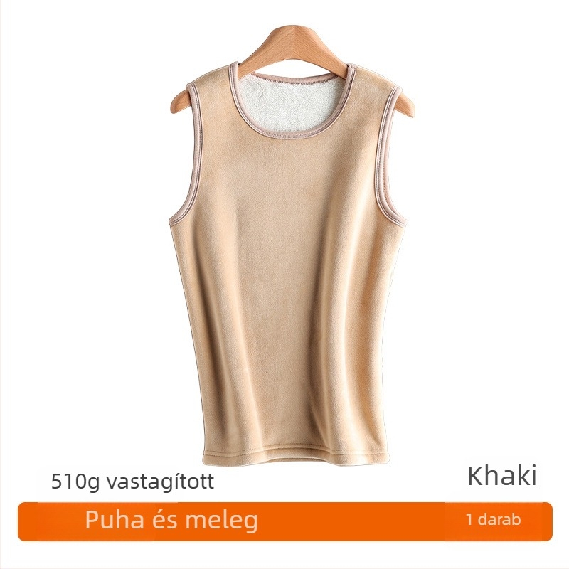 Férfiaknak szóló fleece-béléssel ellátott extra vastag téli melegítő mellény, ujjatlan, antibakteriális, alapréteg