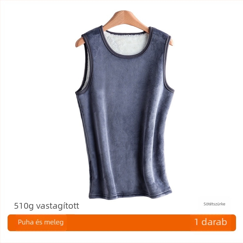 Férfiaknak szóló fleece-béléssel ellátott extra vastag téli melegítő mellény, ujjatlan, antibakteriális, alapréteg