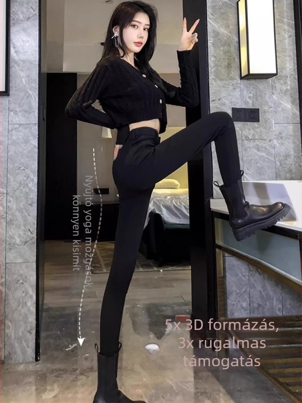 Női magas derékú karcsú fazonú cropped farmernadrág, elasztikus szegéllyel (Anyag: koreai pamut; viszkóz 70–80%; nylon <30%)