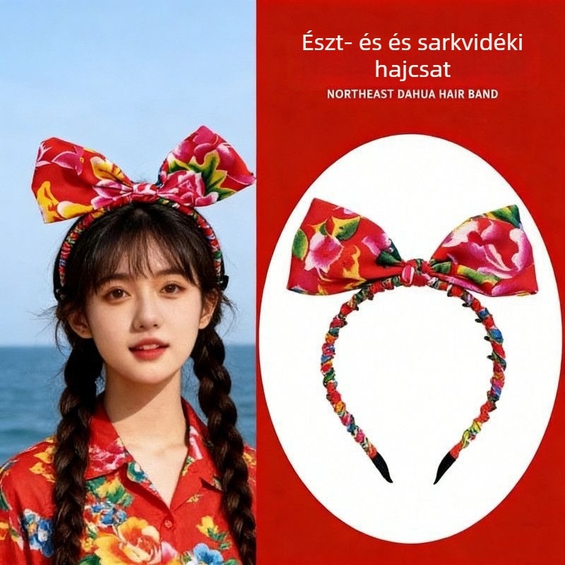 Hajpánt masnival – kevert anyagok, kézzel készített, 2025 tavasza, pásztor stílus, friss és édes