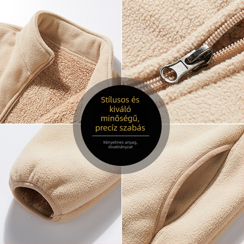 Uniszex kapucnis polár fleece kardigán 350 g belsővel