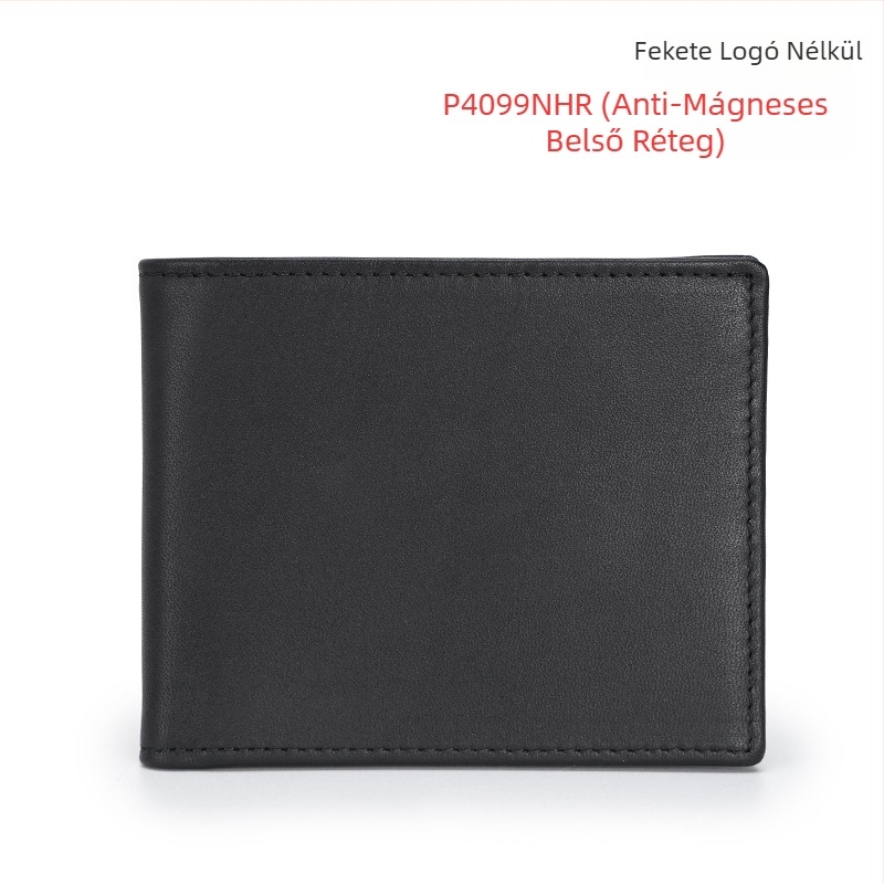 Férfi valódi bőrből készült bifold pénztárca – RFID védelem, első réteg marhabőrből, üzleti stílus, modell 4099, poliészter bélés