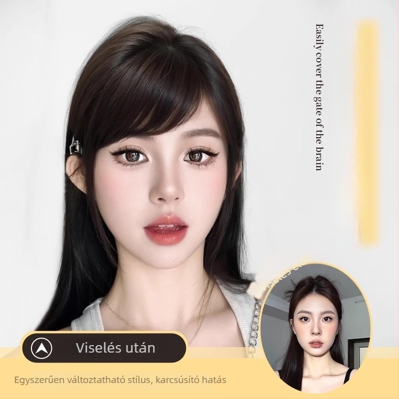 Francia stílusú frufru paróka – természetes haj, könnyű, varrat nélküli, kézzel készített, modell W-L79