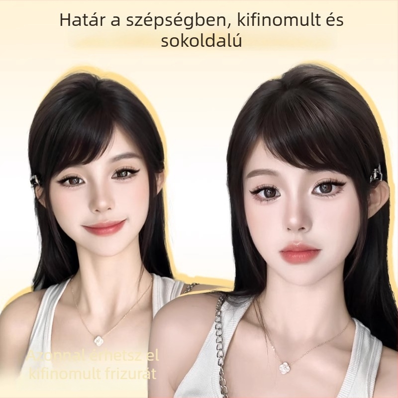 Francia stílusú frufru paróka – természetes haj, könnyű, varrat nélküli, kézzel készített, modell W-L79