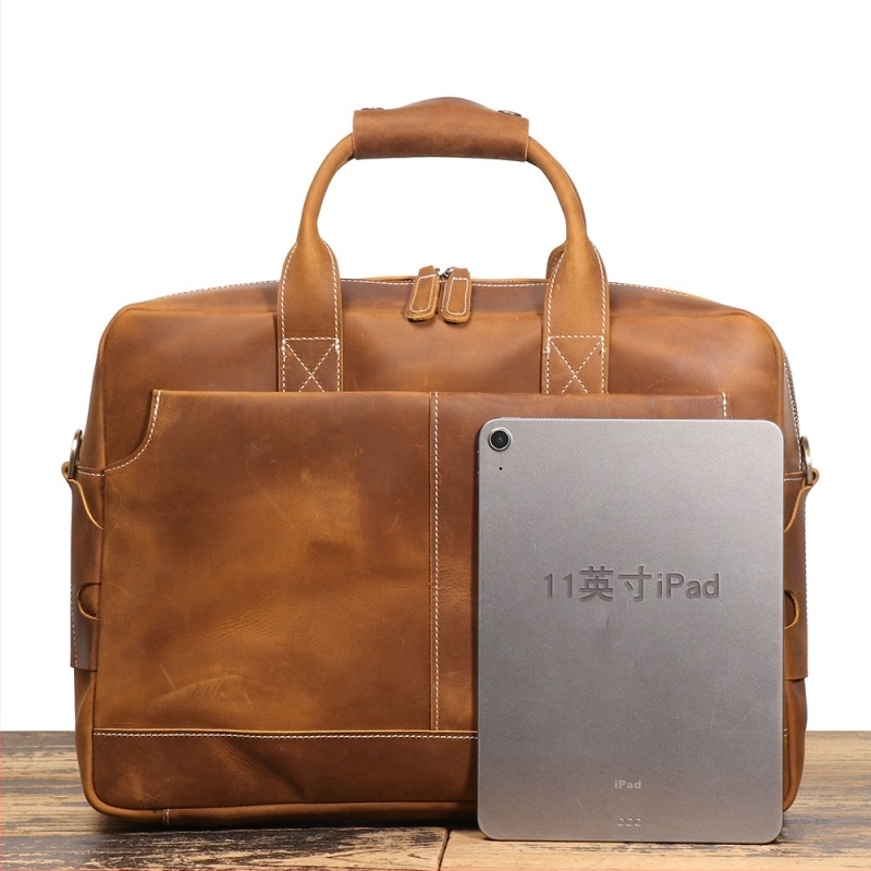 Üzleti táska valódi bőrből – első réteg tehénbőrből, bélés poliészter-pamut, bővítési funkció, ideális üzleti utazásokhoz