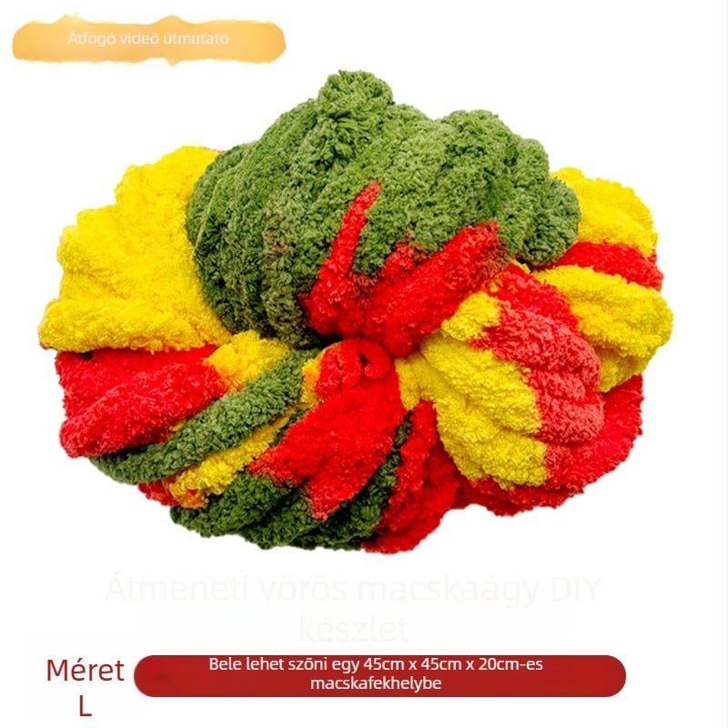 Gyapjúból készült kör alakú félzárt kisállat-nyugvó, beltéri használatra, légáteresztő macskaágy, egész évre, macskáknak és kutyáknak