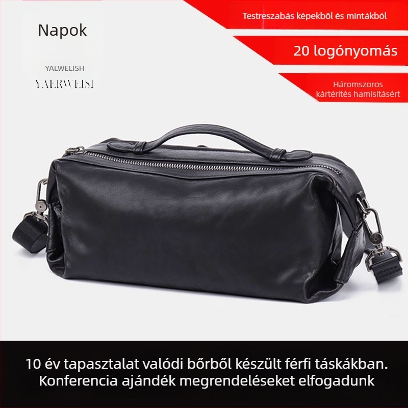 Férfi keresztpántos táska első réteg marhabőrből – valódi bőr, kopásálló kialakítás, poliészter bélés, mindennapi használatra