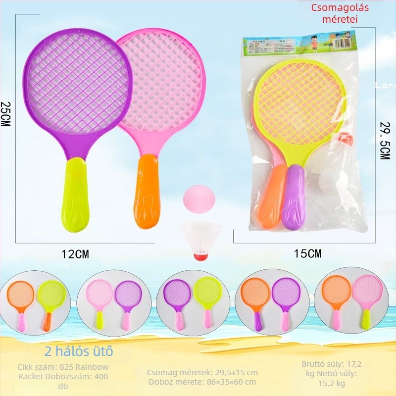 Badminton és teniszütő készlet poliészter húrokkal, 95–100 g, közepes keménység, beltéri és kültéri használatra