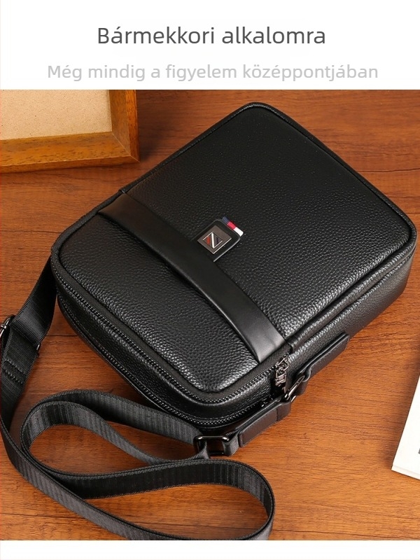 Férfi vállon átívelő táska valódi bőrből, felső réteg marhabőrből, vízálló és kopásálló, üzleti utazásokhoz