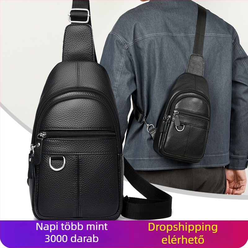 Férfi mellkasi táska, urban minimalist tervezés, PU anyag, 8 hüvelykes laptophoz, egyszínű