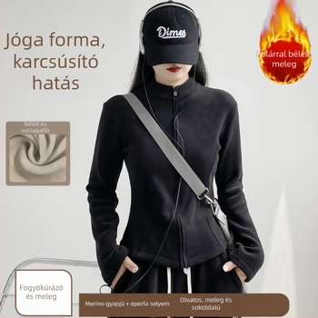 Polár dzseki kapucnival, csíkos mintával, poliészter bélés