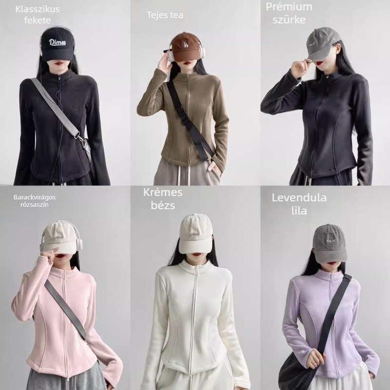 Polár dzseki kapucnival, csíkos mintával, poliészter bélés