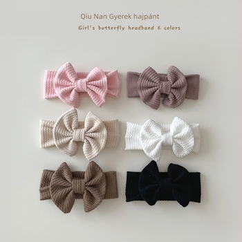 Qiunan koreai stílusú hajpánt babáknak, pamutból készült, masnival