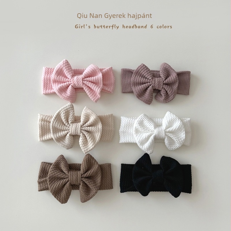 Qiunan koreai stílusú hajpánt babáknak, pamutból készült, masnival