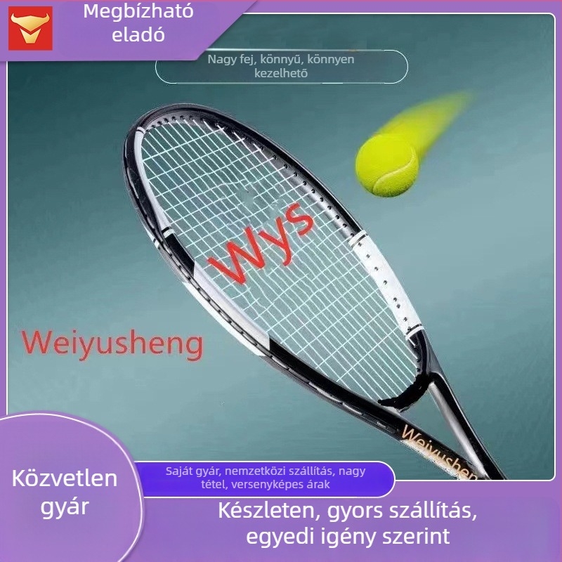 Szénszálas teniszütő – könnyű, 75–79 g, nylon húrok, G3 fogantyú, alkalmas kezdő tinédzser játékosok számára