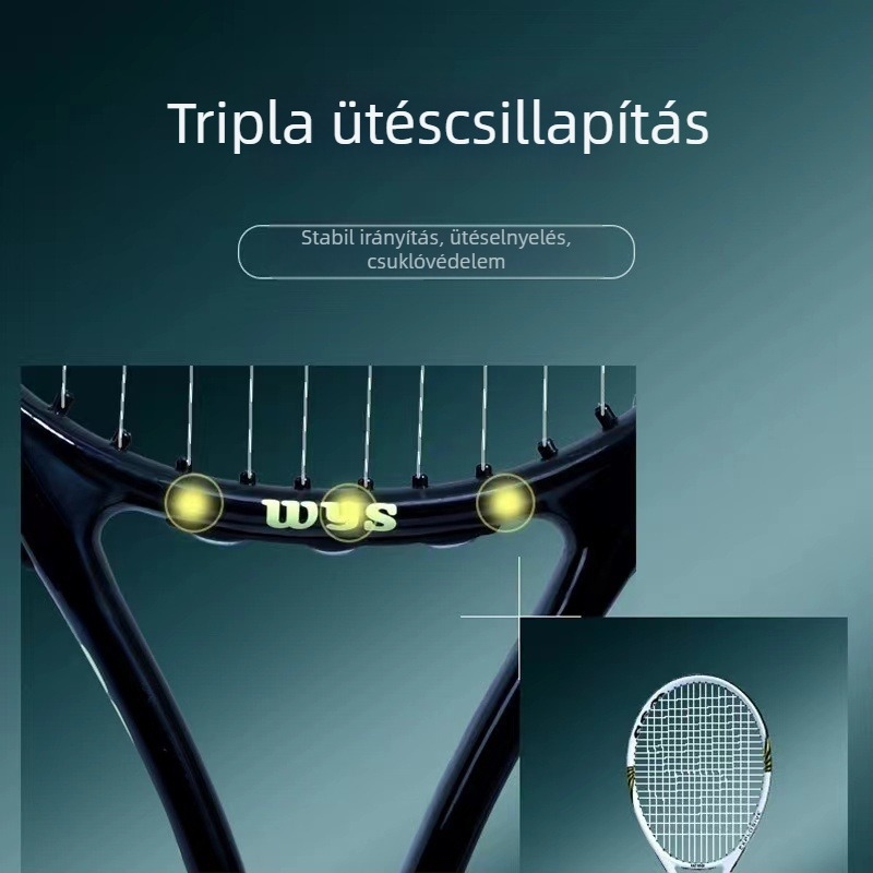 Szénszálas teniszütő – könnyű, 75–79 g, nylon húrok, G3 fogantyú, alkalmas kezdő tinédzser játékosok számára